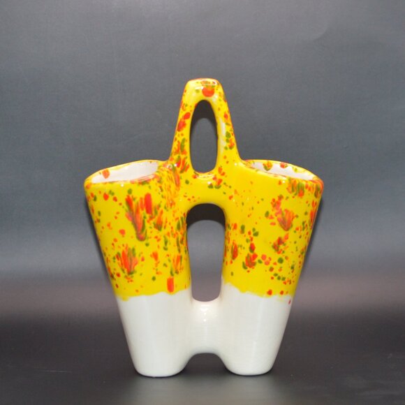 Two-Side White, Yellow, Red, Green, and Orange Vase - Picture 1 of 4